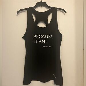 ATHLETA x Simone biles quote racerback keyhole stretch black athletic top medium